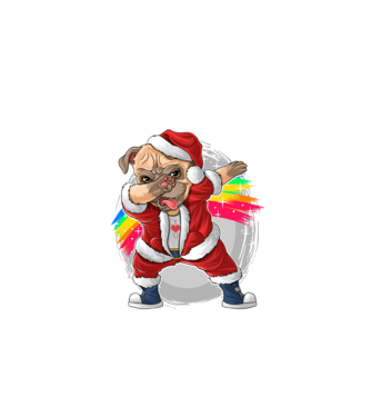 Santa Mops Moș Crăciun model negru pe tricou