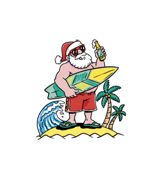 Santa Claus Summer model alb pe tricou