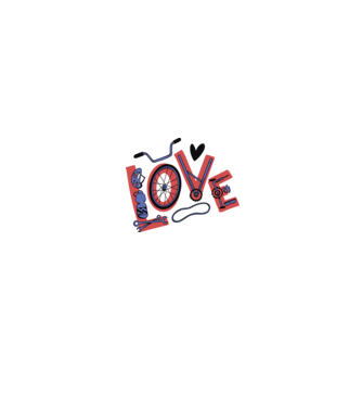 Love Bicicletă model alb pe tricou