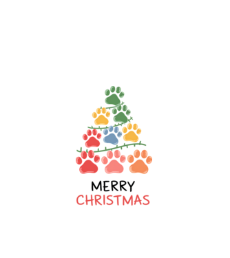 Merry Christmas Paws Alb model alb pe tricou
