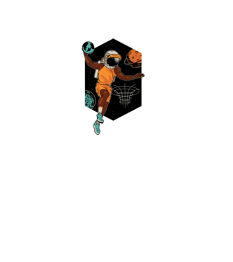 Astronaut Baschetbalist model negru pe tricou