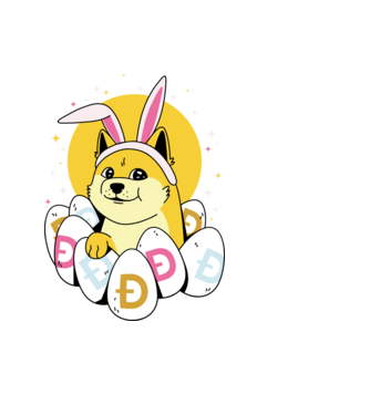 Dogecoin Paște model albastru închis pe tricou