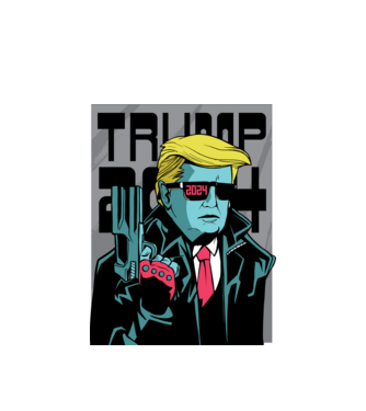 Trump Terminator 2024 model alb pe tricou