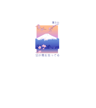 Anime Vaporwave munte model alb pe tricou