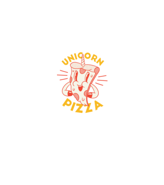 Unicorn Pizza model albastru închis pe tricou