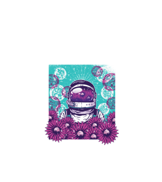 Floral Astronaut model negru pe tricou
