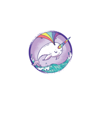 Unicorn drăguț Balenă - Narval model roz deschis pe tricou