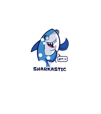 Sharkastic - Rechinul sarcastic model albastru deschis pe tricou