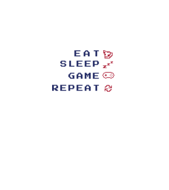Eat Sleep Game Repeat model alb pe tricou