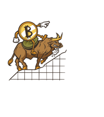 Taur Bitcoin model alb pe tricou