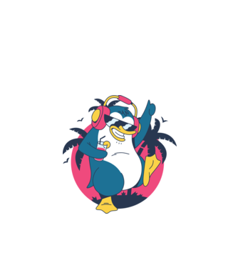Pinguin de Petrecere model turcoaz pe tricou