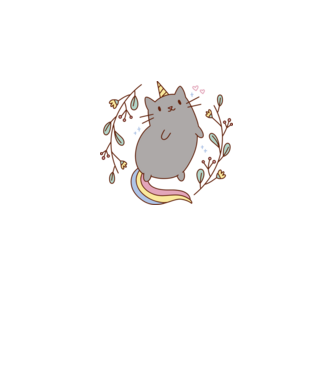 Pisică Unicorn model alb pe tricou