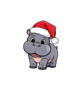 Crăciun Hippo model alb pe tricou