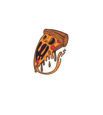 Pizza Horror model nisipiu pe tricou