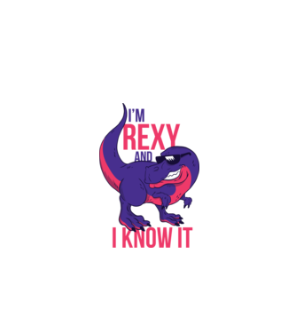 'I''m Rexy and I know it - tricou dinozaur amuzant' model alb pe tricou