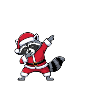 Raton Dab Xmas model alb pe tricou
