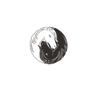 Călăreț Yin Yang model alb pe tricou