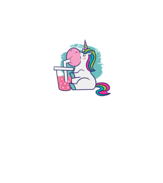 Unicorn Bubble Tea model alb pe tricou