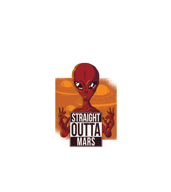Straight Outta Mars Alien model negru pe tricou