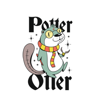 Potter Otter Vidra model alb pe tricou