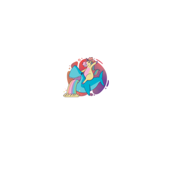 Unicorn pe rechin model negru pe tricou