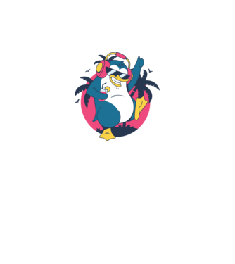 Pinguin de Petrecere model gri pe tricou