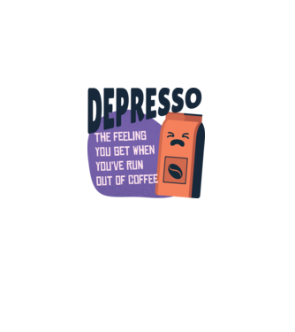 Depresso - Sentimentul când rămâi fără cafea model alb pe tricou