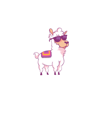 Llama drăguț model alb pe tricou