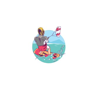 Kite Surf model negru pe tricou
