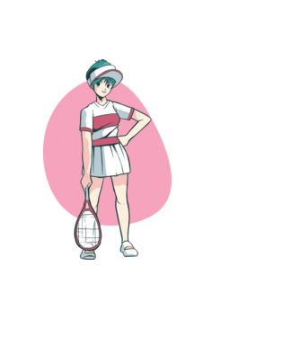 Anime Jucător de tenis fată model negru pe tricou