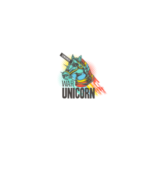 War Unicorn model alb pe tricou