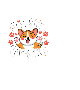 Just Stay Paw-sitive Negru model alb pe tricou