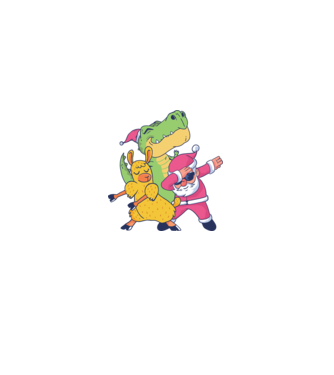Moș Crăciun Llama T-rex DAB pentru Crăciun model verde pe tricou