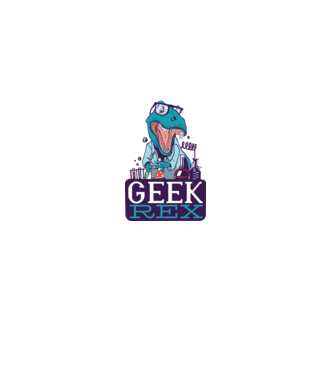 Geek Rex dinozaur tricou model negru pe tricou