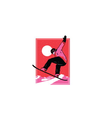 Snowboard poster model albastru închis pe tricou