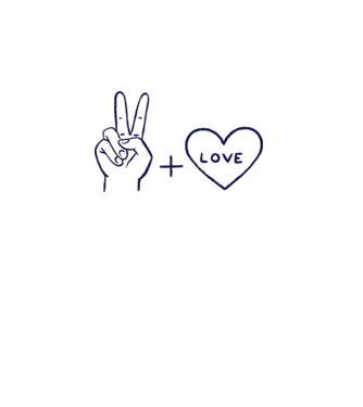 Peace + Love model alb pe tricou