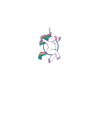 Unicorn pe cerc model alb pe tricou