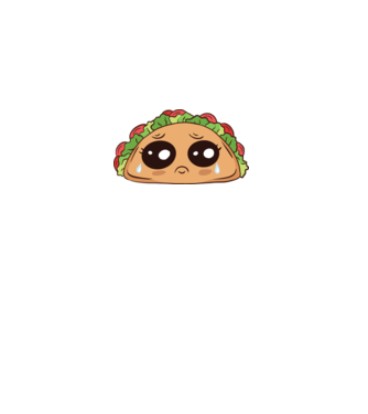Taco trist model alb pe tricou