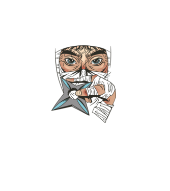 Cap de ninja model negru pe tricou