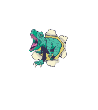 T-rex 3D model negru pe tricou
