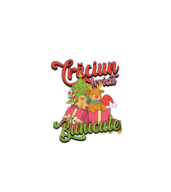 CRĂCIUN FERICIT BUNICULE model negru pe tricou