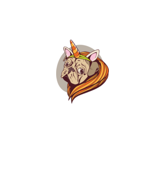 Halloween Mops în costum de Unicorn model alb pe tricou
