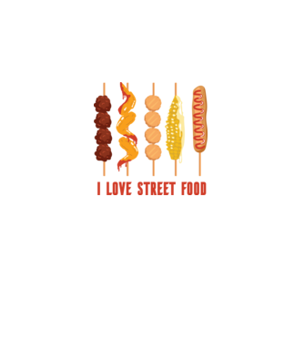I Love Street Food model negru pe tricou