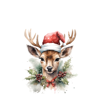 Festive Reindeer model alb pe tricou