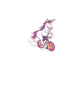 unicorn cu bicicletă model alb pe tricou