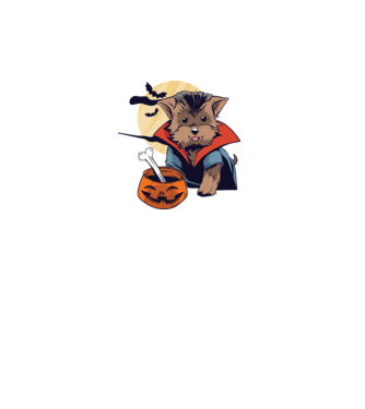 Vampir Yorkie Halloween model turcoaz pe tricou