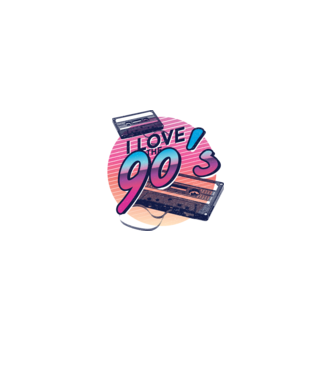 I love the 90s Casetă model turcoaz pe tricou