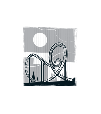 Roller coaster model alb pe tricou