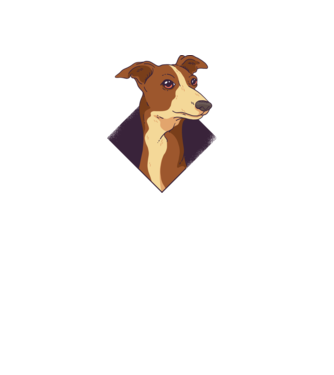Cap câine Whippet model albastru deschis pe tricou