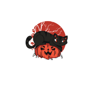Pisică pe dovleac Halloween model turcoaz pe tricou